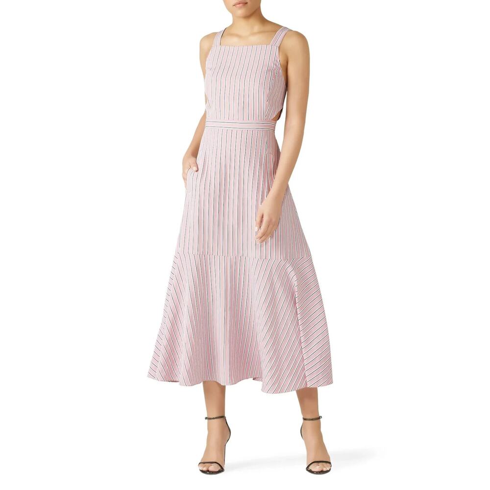 Tibi Striped Cut-Out Midi Dress Size 4